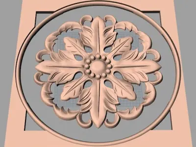 Furniture decoration round flower 3D STL model for CNC E939 3D model