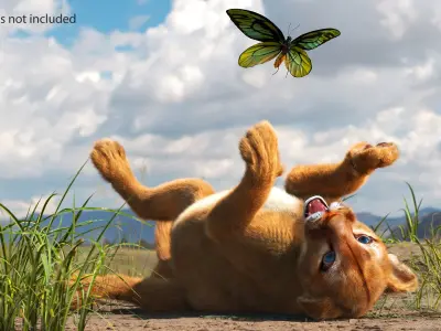 Playful Puma Cub with Butterfly Fur 