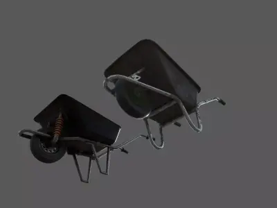 Wheelbarrow Construction Tool Prop PBR Textures GameReady Low-poly 3D model