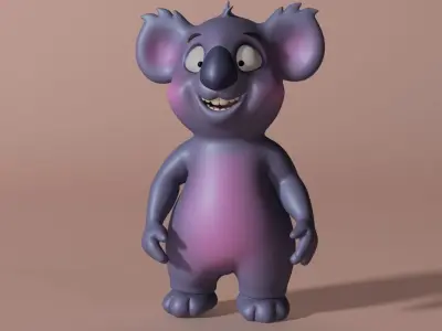 Cartoon Koala Rigged and Animated Low-poly 3D model