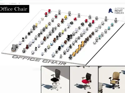 Parametric Revit Families Collection Chair Sofa Office Chair  Low-poly 3D model