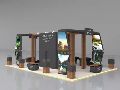 Booth Exhibition Stand Stall 12x7m Height 400cm 4 Side Open 3D model