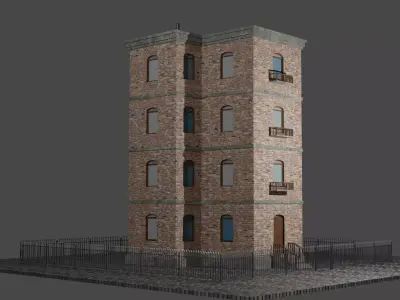 Flat house with PBR textures Low-poly 3D model