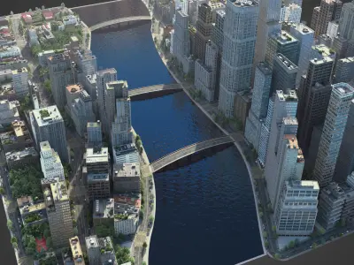 River City C4 Low-poly 3D model