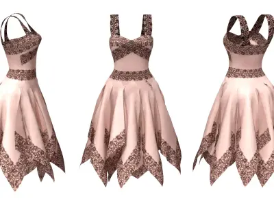 Fairy Evening Dress Low-poly 3D model