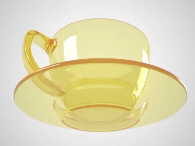 Coffee Cup Clear Glass Light Yellow Color 3D model
