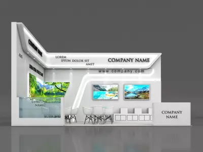 Booth Exhibition Stand Stall 5X7m Height 400 cm 2 Side Open 3D model