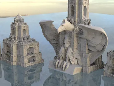 Ancient Assyria temple with eagles 3D model