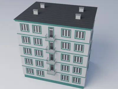 Apartment building 3D model 16
