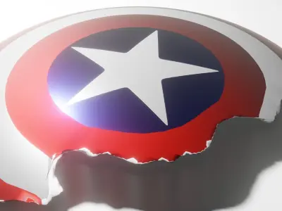 Captain America Broken Shield Low-poly 3D model