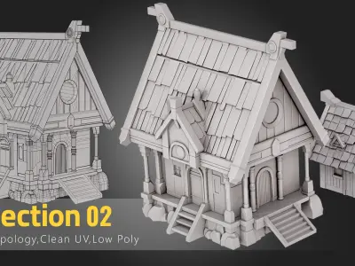 Vikings House Kitbash Low-poly 3D model