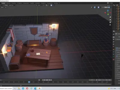 the lair room with furniture in it Free low-poly 3D model