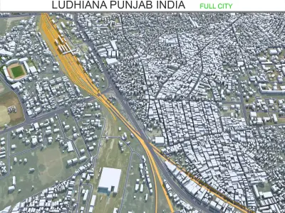 Ludhiana Punjab India 35km AI Low-poly 3D model
