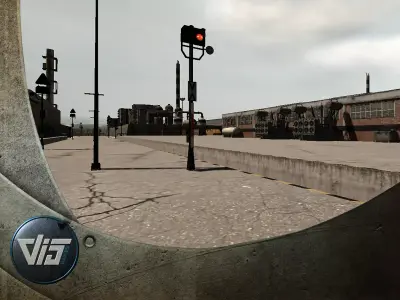 Industrial train station Low-poly 3D model