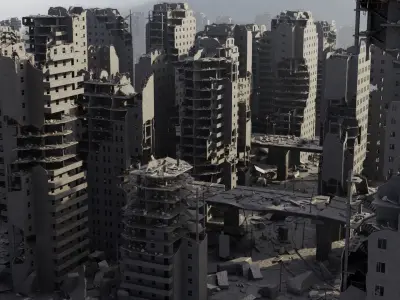 Post Apocalyptic Ruined City 3D Model Pack