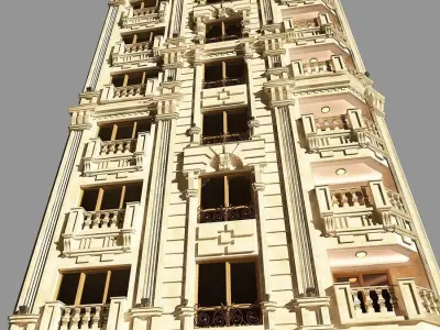 Full 3D model of the exterior of a luxury residential apartment 3D model