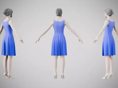 Dress 36 Very Light Blue Low-poly 3D model