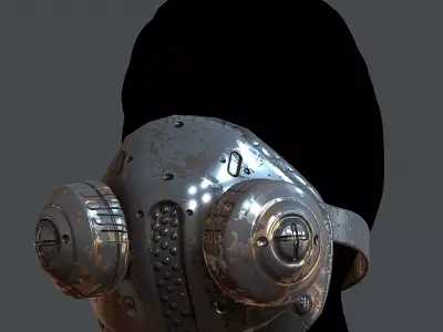 Gas mask helmet 3d model scifi Low-poly Low-poly  Low-poly 3D model shop