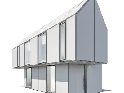 Modern house 17 at night 3D model