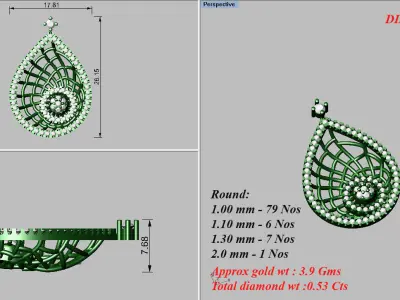 Pendants Collection diamond ring with different measurements 3D print model