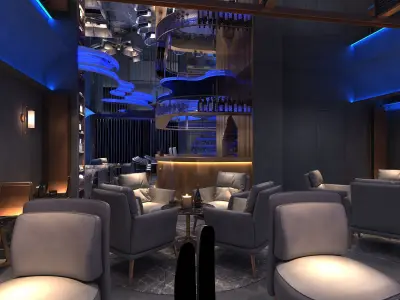nightclub interior of with neon lights  3D model