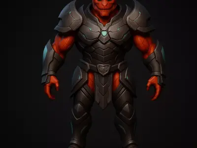 Armored Alien Warrior  Sci-Fi 3D Character Low-poly 3D model