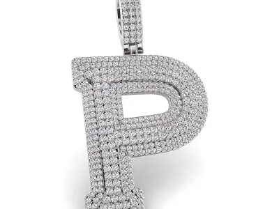 Alphabet Latter P Diamond Pendent 3D print model
