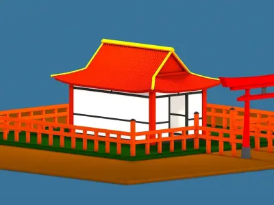 Japanese Shrine Low-poly 3D model