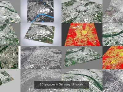 5 Cityscapes in Germany 3D Model Pack