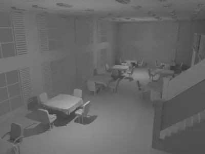 Restaurant Interior No Material 3D model