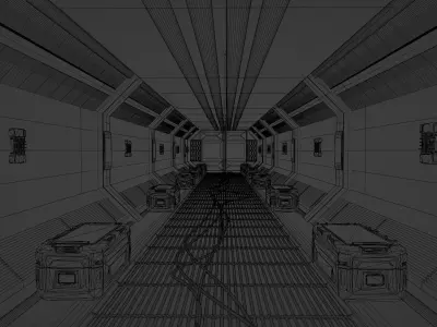 scifi corridor Low-poly 3D model purchase