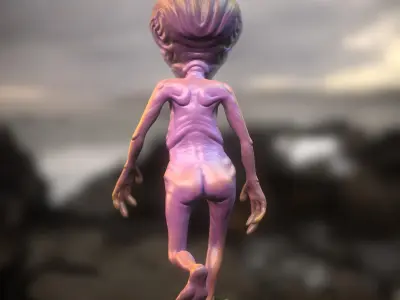  Alien three-eyed Low-poly 3D model