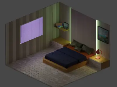 Room - Orthographic Design Free low-poly 3D model