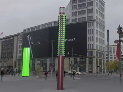 Dark Red Light-Column -24- Street-Light 9 Low-poly 3D model