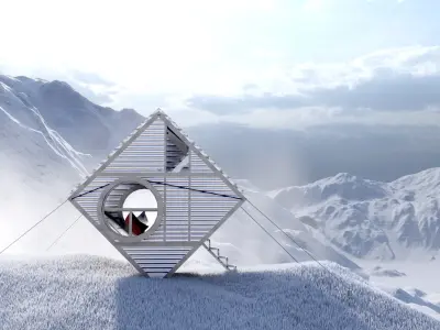 Modern Mountain Shelter Bivouac House 3D model