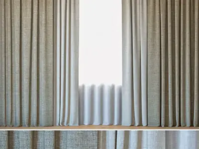 Curtains 01 Curtains with Tulle 3D model