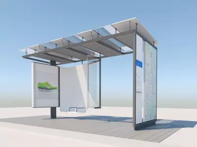urban city bus stop 3D model