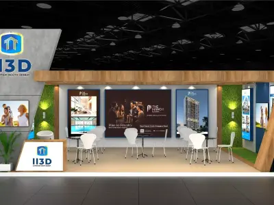 Exhibition Stand Stall One Side Open 8X5 3D model