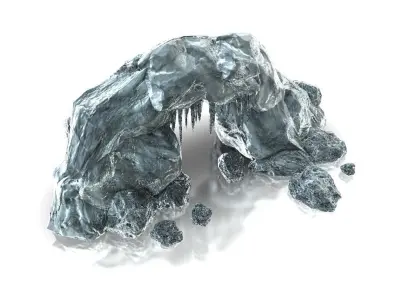 Ice cave entrance Low-poly 3D model