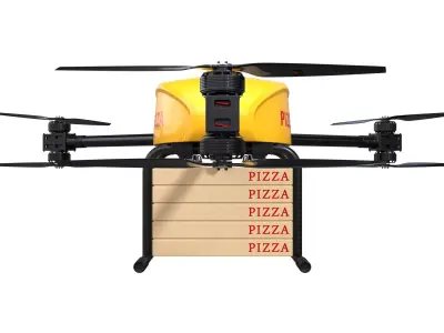 Pizza Drone Delivery Tricopter 3D model