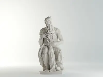 Moses Sculpture VR AR Mobile-ready Game-ready Low-poly 3D model