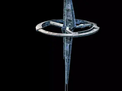 Dagger Spaceship Station sci fi Low-poly 3D model