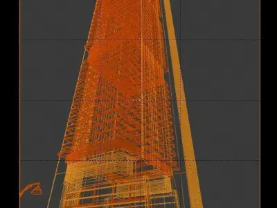 Skyscraper tallest building in world Low-poly 3D model