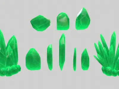 Crystal Set stone Low-poly 3D model