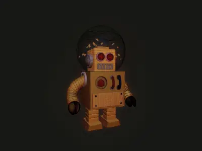 Golden robot 3D model purchase