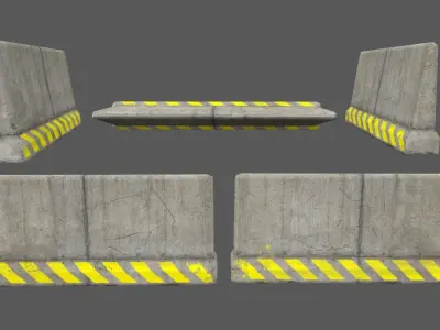 barrier set 1 of concrete blocks Low-poly 3D model