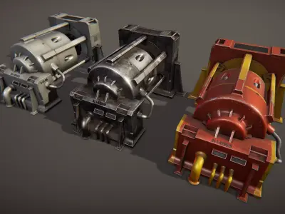 Industrial machine 1 Low-poly 3D model