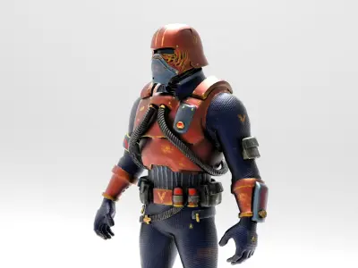 Low Poly Red Space Man Low-poly 3D model