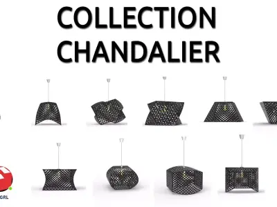 CHANDALIER pendant lamp with light in middle 3D Model Pack purchase