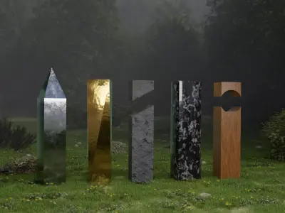 5 Simple Monoliths Pack Procedural Blender Materials 3D model